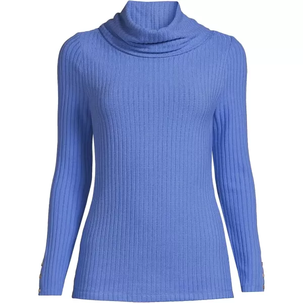 imageLands End Womens Long Sleeve Wide Rib TurtleneckChicory Blue