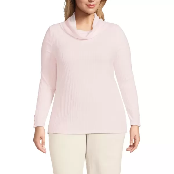 imageLands End Womens Long Sleeve Wide Rib TurtleneckPale Petal