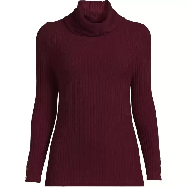 imageLands End Womens Long Sleeve Wide Rib TurtleneckRich Burgundy