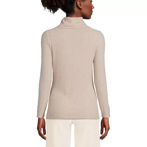 imageLands End Womens Long Sleeve Wide Rib TurtleneckSoft Tan Heather