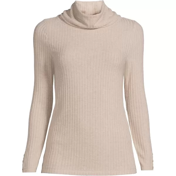 imageLands End Womens Long Sleeve Wide Rib TurtleneckSoft Tan Heather