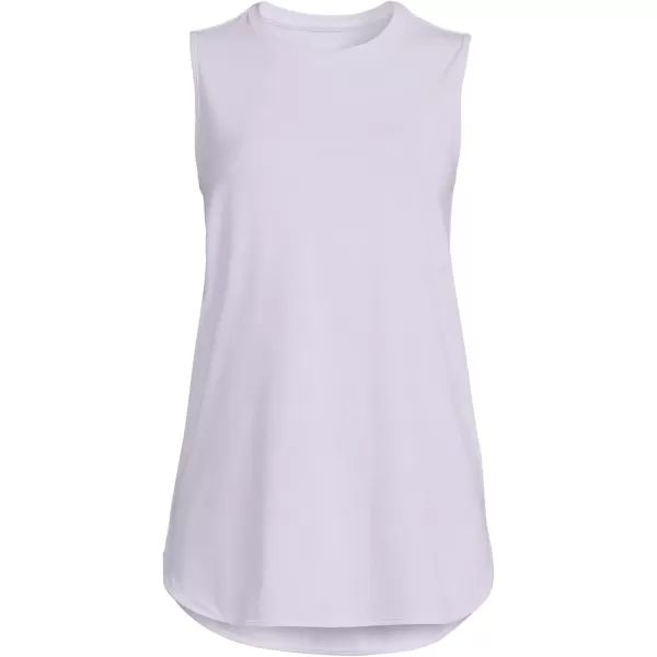 imageLands End Womens Moisture Wicking UPF Sun Curved Hem Tunic Tank TopPale Lilac Frost Pinstripe