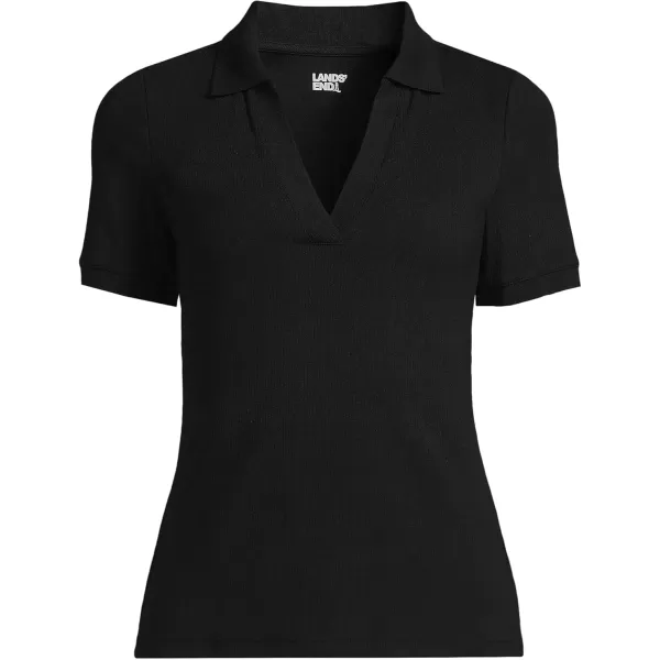 imageLands End Womens Short Sleeve Wide Rib PoloBlack