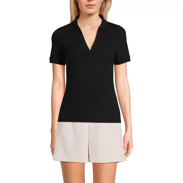 imageLands End Womens Short Sleeve Wide Rib PoloBlack