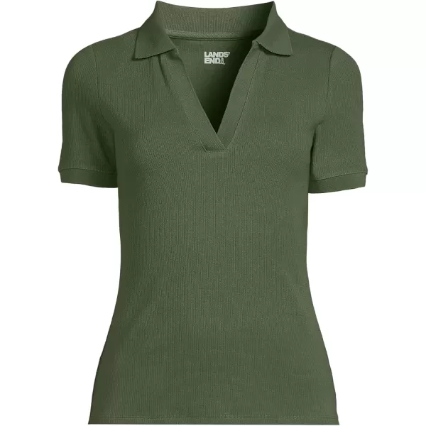 imageLands End Womens Short Sleeve Wide Rib PoloEstate Green