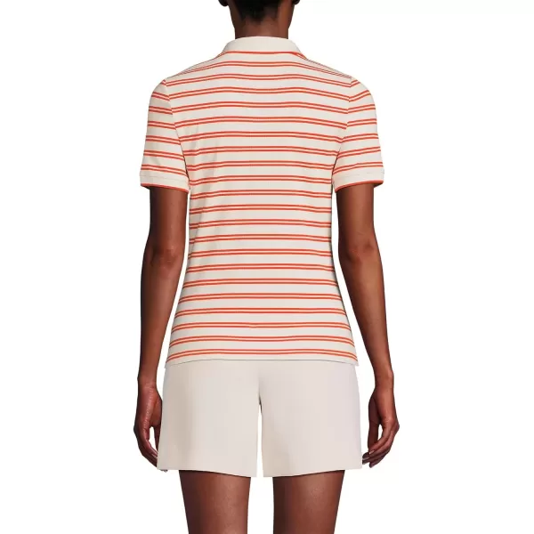 imageLands End Womens Short Sleeve Wide Rib PoloRich Persimmon Dual Stripe