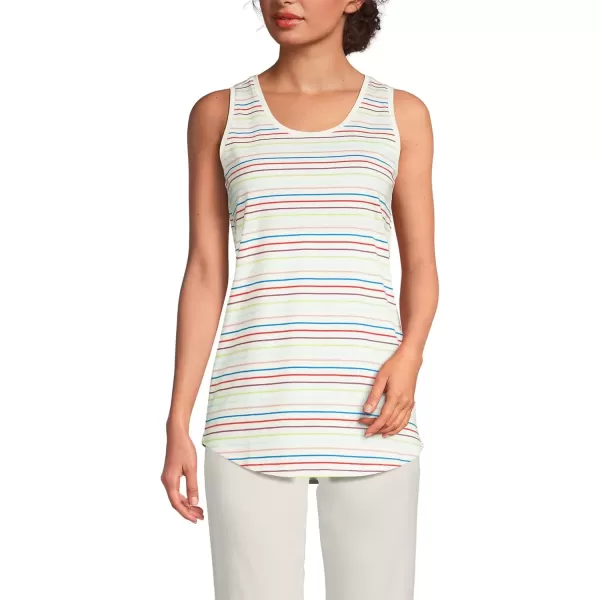 imageLands End Womens Tall Supima Cotton Tunic Tank TopIvoryCerise Pink Multi Stripe