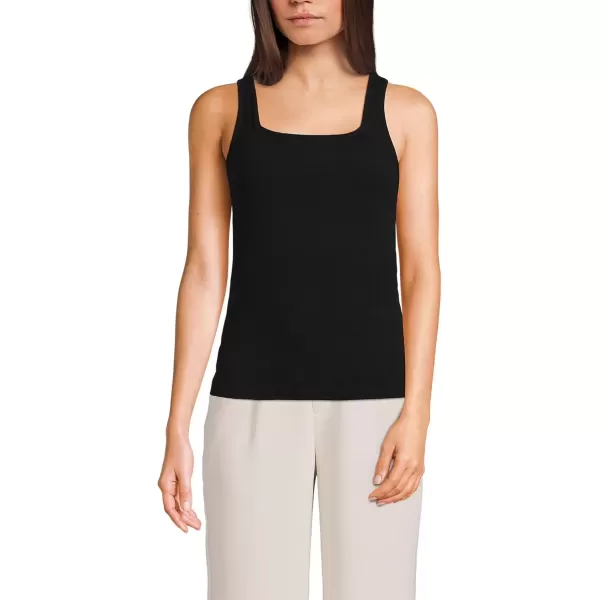 imageLands End Womens Wide Rib Square Neck TankBlack