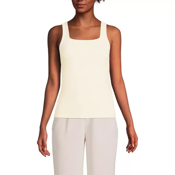 imageLands End Womens Wide Rib Square Neck TankFresh Ivory