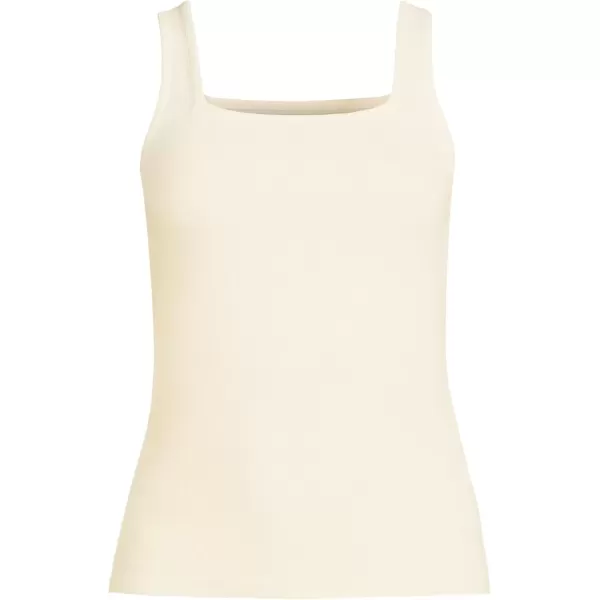 imageLands End Womens Wide Rib Square Neck TankFresh Ivory