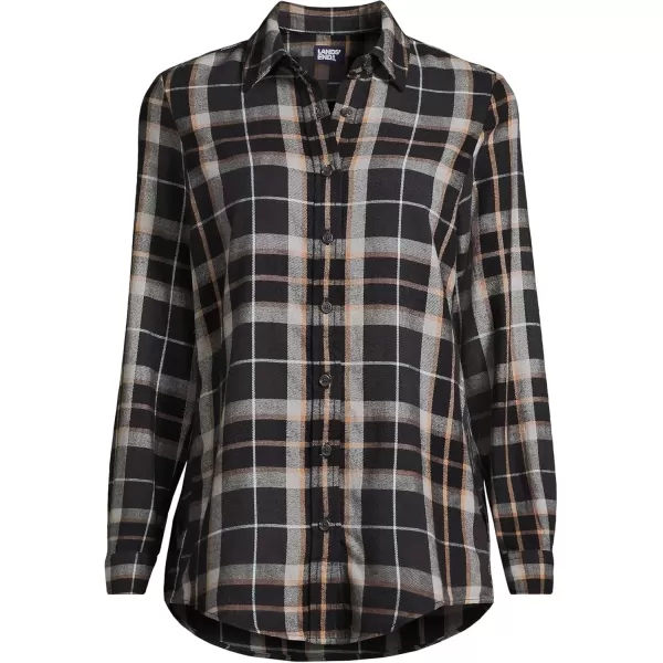 imageLands End Blake Shelton x Womens Flannel Boyfriend Fit Long Sleeve ShirtBlackPale Aqua Ice Plaid