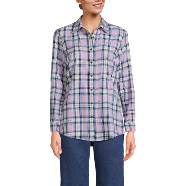 imageLands End Blake Shelton x Womens Flannel Boyfriend Fit Long Sleeve ShirtBlushed Lilac Plaid