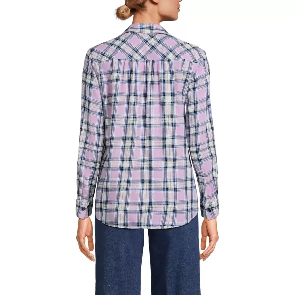 imageLands End Blake Shelton x Womens Flannel Boyfriend Fit Long Sleeve ShirtBlushed Lilac Plaid