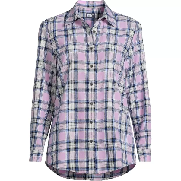 imageLands End Blake Shelton x Womens Flannel Boyfriend Fit Long Sleeve ShirtBlushed Lilac Plaid