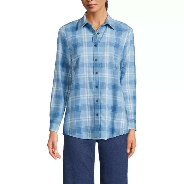 imageLands End Blake Shelton x Womens Flannel Boyfriend Fit Long Sleeve ShirtCloudy BlueIvory Plaid