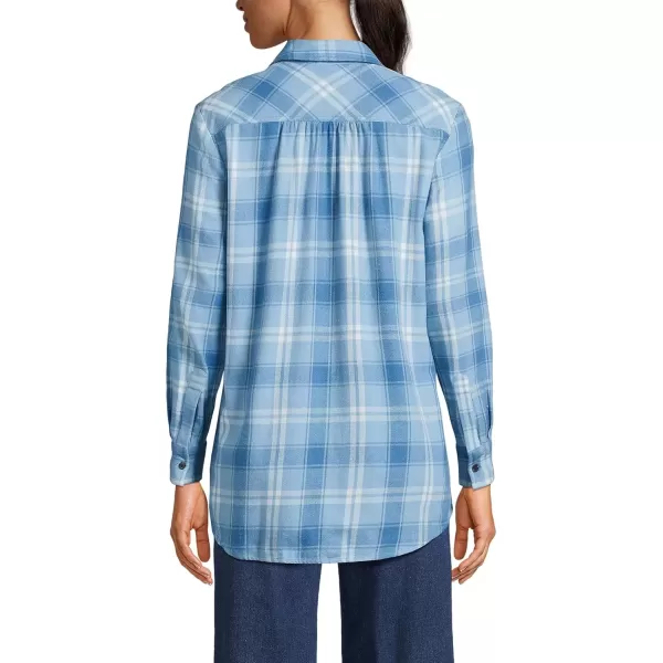 imageLands End Blake Shelton x Womens Flannel Boyfriend Fit Long Sleeve ShirtCloudy BlueIvory Plaid