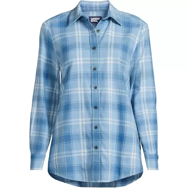 imageLands End Blake Shelton x Womens Flannel Boyfriend Fit Long Sleeve ShirtCloudy BlueIvory Plaid