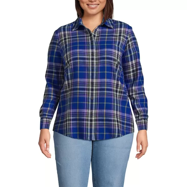 imageLands End Blake Shelton x Womens Flannel Boyfriend Fit Long Sleeve ShirtCobalt BlueBright Grape Plaid