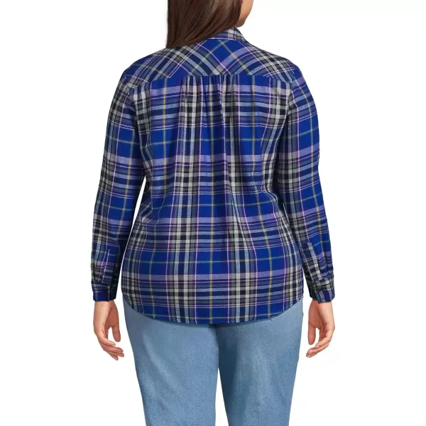 imageLands End Blake Shelton x Womens Flannel Boyfriend Fit Long Sleeve ShirtCobalt BlueBright Grape Plaid