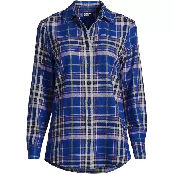 imageLands End Blake Shelton x Womens Flannel Boyfriend Fit Long Sleeve ShirtCobalt BlueBright Grape Plaid