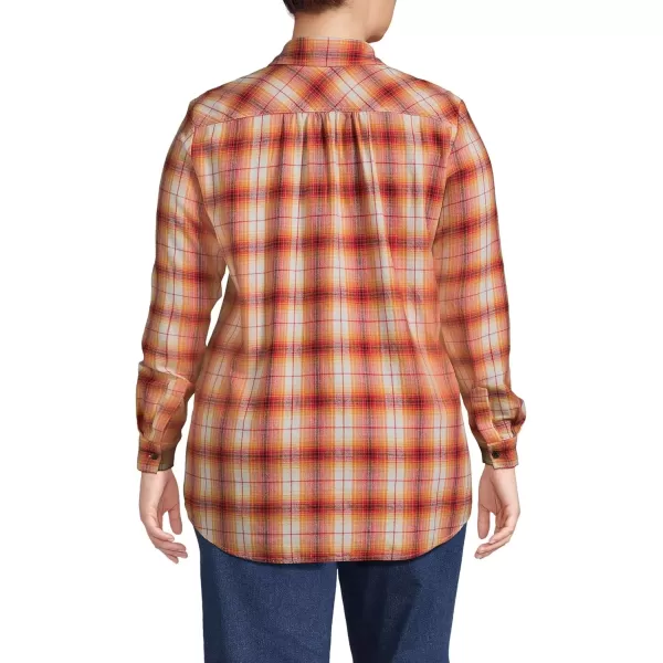 imageLands End Blake Shelton x Womens Flannel Boyfriend Fit Long Sleeve ShirtDark Orange Plaid