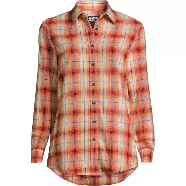 imageLands End Blake Shelton x Womens Flannel Boyfriend Fit Long Sleeve ShirtDark Orange Plaid