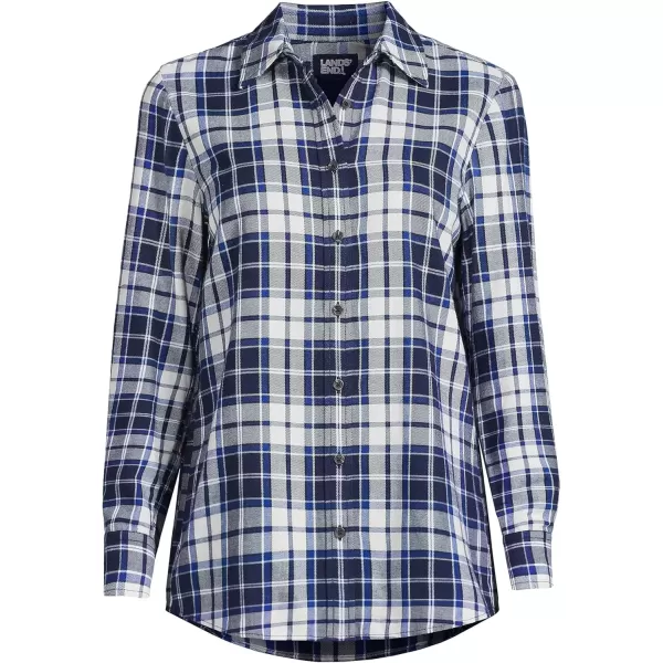 imageLands End Blake Shelton x Womens Flannel Boyfriend Fit Long Sleeve ShirtDeep Sea NavyIvory Plaid