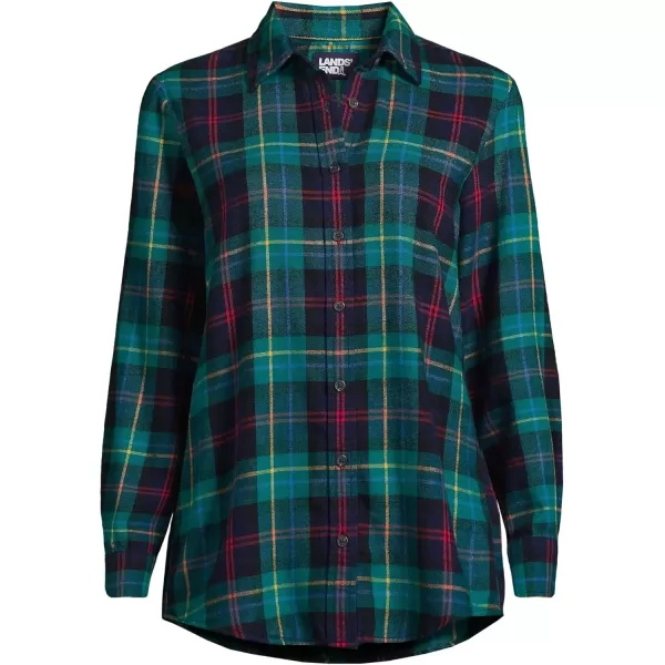 imageLands End Blake Shelton x Womens Flannel Boyfriend Fit Long Sleeve ShirtGreenNavyHeritage Red Plaid