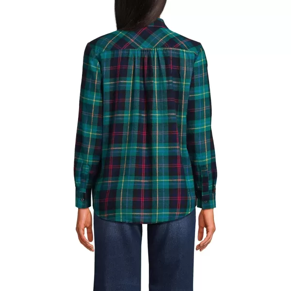 imageLands End Blake Shelton x Womens Flannel Boyfriend Fit Long Sleeve ShirtGreenNavyHeritage Red Plaid