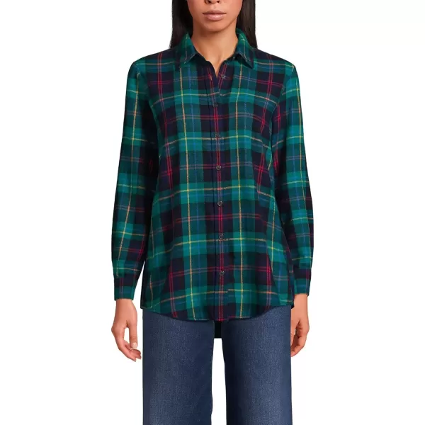 imageLands End Blake Shelton x Womens Flannel Boyfriend Fit Long Sleeve ShirtGreenNavyHeritage Red Plaid