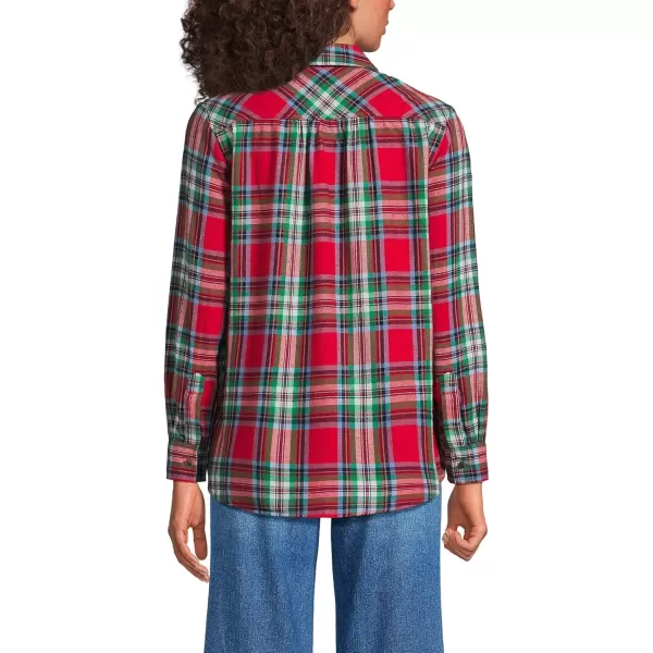 imageLands End Blake Shelton x Womens Flannel Boyfriend Fit Long Sleeve ShirtHeritage Red Plaid