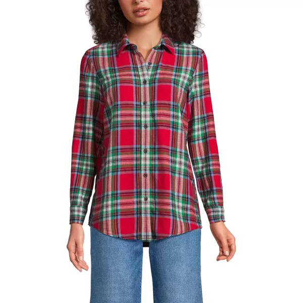 imageLands End Blake Shelton x Womens Flannel Boyfriend Fit Long Sleeve ShirtHeritage Red Plaid