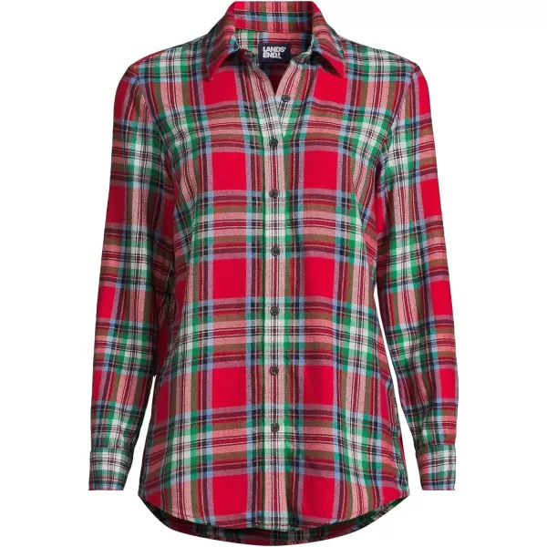 imageLands End Blake Shelton x Womens Flannel Boyfriend Fit Long Sleeve ShirtHeritage Red Plaid