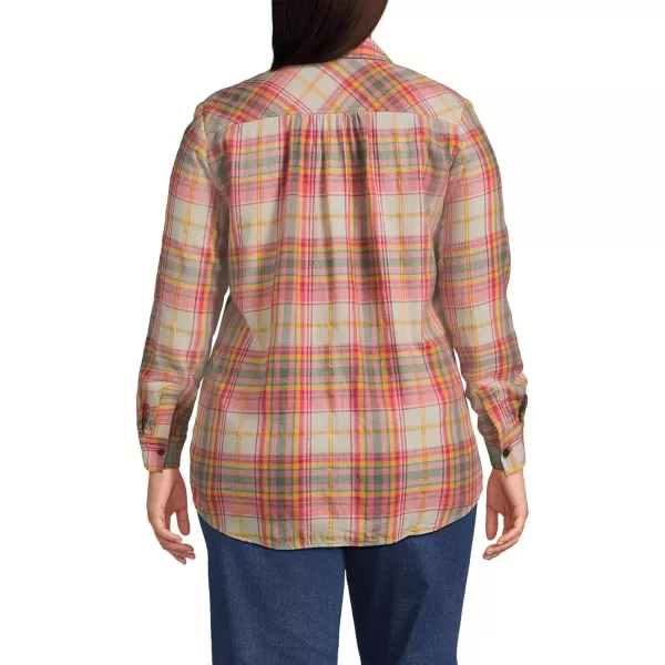 imageLands End Blake Shelton x Womens Flannel Boyfriend Fit Long Sleeve ShirtLily Pad Green Plaid