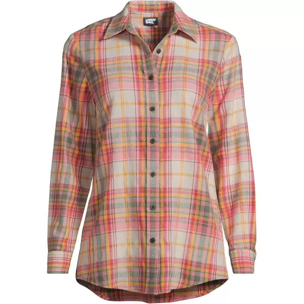 imageLands End Blake Shelton x Womens Flannel Boyfriend Fit Long Sleeve ShirtLily Pad Green Plaid