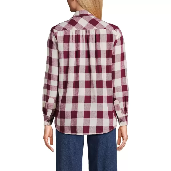 imageLands End Blake Shelton x Womens Flannel Boyfriend Fit Long Sleeve ShirtRich Burgundy Buffalo Check