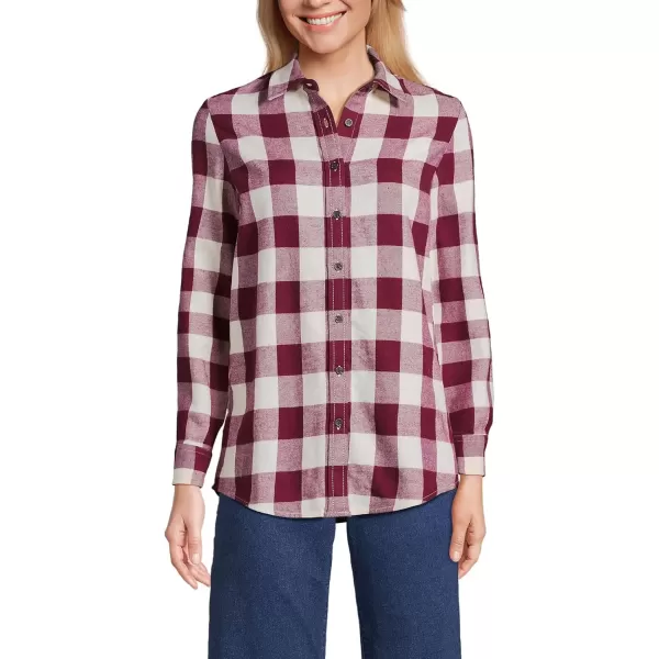 imageLands End Blake Shelton x Womens Flannel Boyfriend Fit Long Sleeve ShirtRich Burgundy Buffalo Check