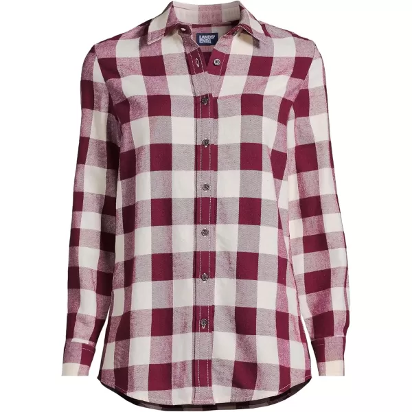 imageLands End Blake Shelton x Womens Flannel Boyfriend Fit Long Sleeve ShirtRich Burgundy Buffalo Check