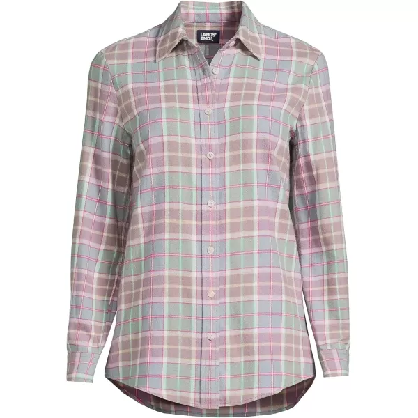 imageLands End Blake Shelton x Womens Flannel Boyfriend Fit Long Sleeve ShirtRich Mauve Multi Plaid