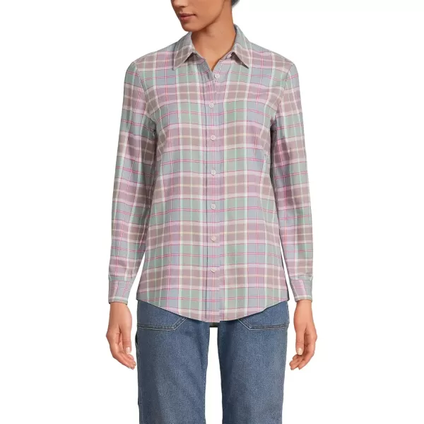 imageLands End Blake Shelton x Womens Flannel Boyfriend Fit Long Sleeve ShirtRich Mauve Multi Plaid