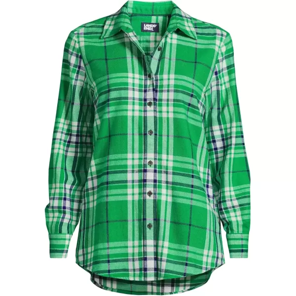 imageLands End Blake Shelton x Womens Flannel Boyfriend Fit Long Sleeve ShirtTrue GreenIvory Plaid