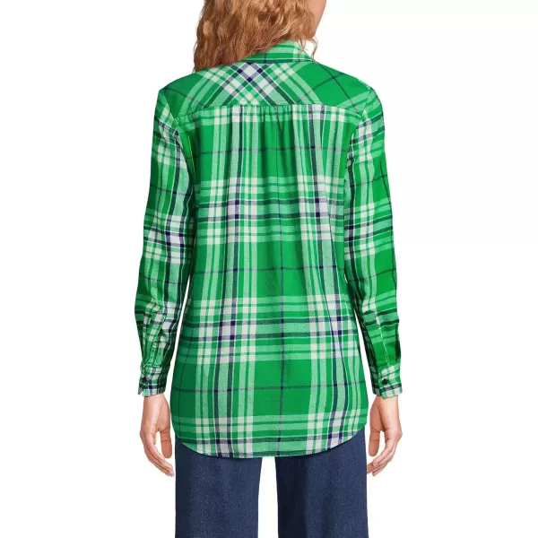 imageLands End Blake Shelton x Womens Flannel Boyfriend Fit Long Sleeve ShirtTrue GreenIvory Plaid