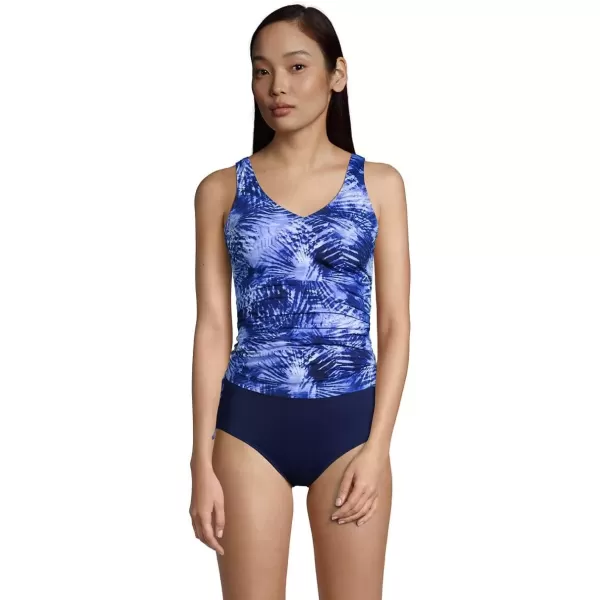 imageLands End Chlorine Resistant Underwire Tankini Swimsuit TopDeep Sea Navy Tie Dye Palm