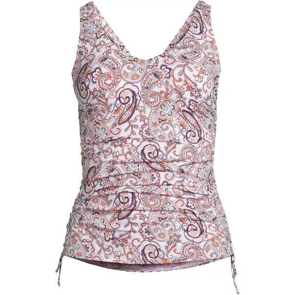 imageLands End Chlorine Resistant Underwire Tankini Swimsuit TopWhite Retro Paisley