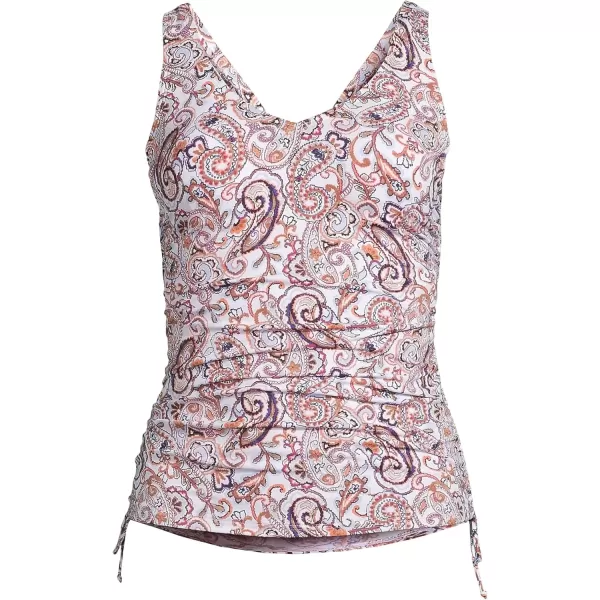 imageLands End Chlorine Resistant Underwire Tankini Swimsuit TopWhite Retro Paisley