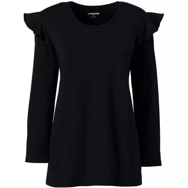 imageLands End Womens 34 Sleeve Ruffle Shoulder TopBlack