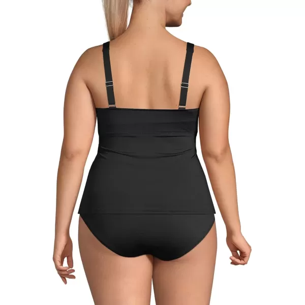 imageLands End Womens Chlorine Resistant Wrap Tankini Swimsuit TopBlack