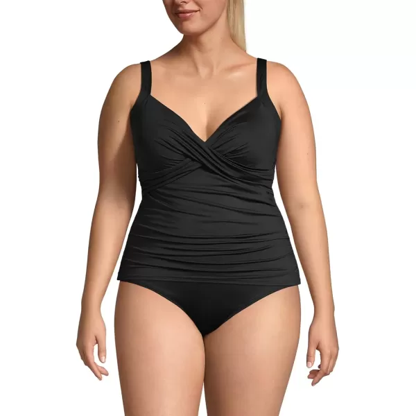 imageLands End Womens Chlorine Resistant Wrap Tankini Swimsuit TopBlack