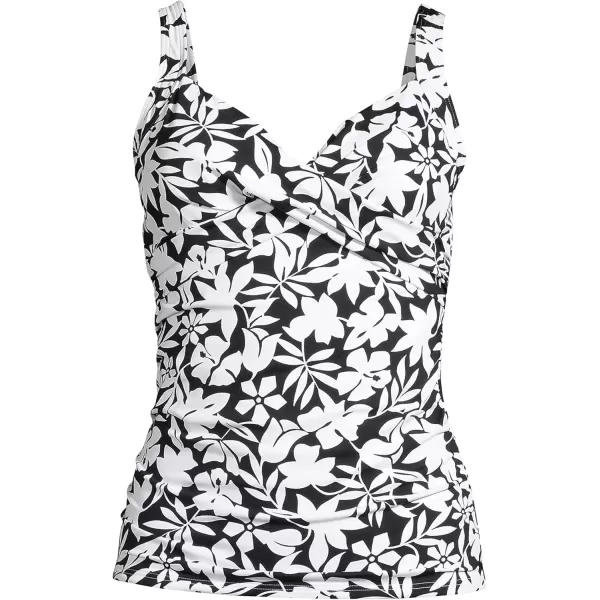 imageLands End Womens Chlorine Resistant Wrap Tankini Swimsuit TopBlack Havana Floral