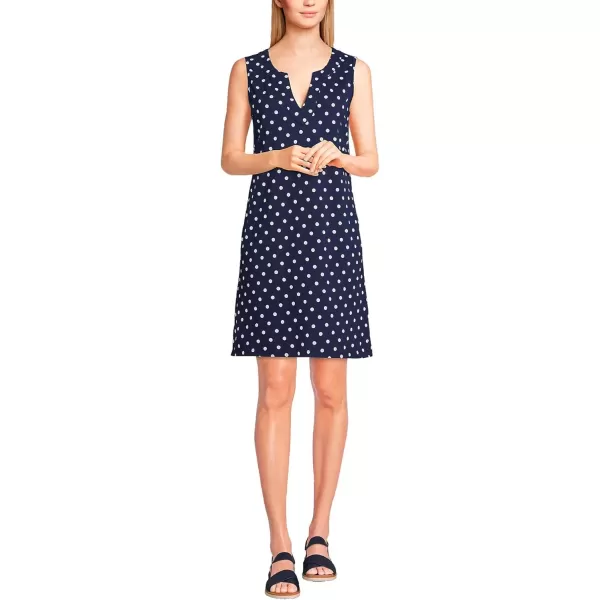 imageLands End Womens Cotton Jersey Sleeveless Swim Coverup DressDeep Sea Polka Dot